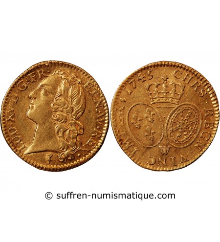LOUIS XV - LOUIS D'OR AU BANDEAU 1745 W LILLE