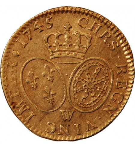 LOUIS XV - LOUIS D'OR AU BANDEAU 1745 W LILLE