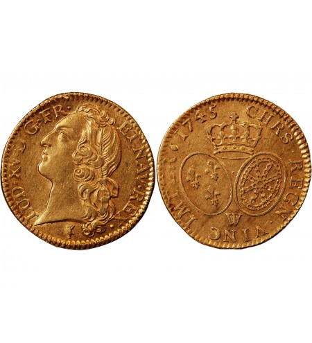 LOUIS XV - LOUIS D'OR AU BANDEAU 1745 W LILLE
