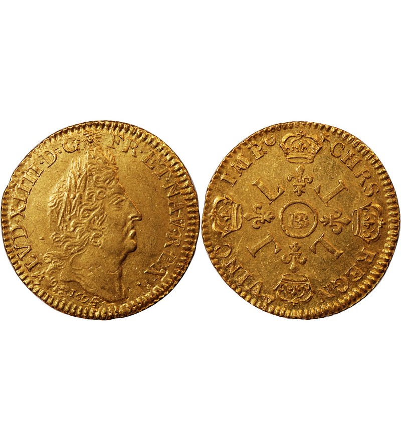 LOUIS XIV - LOUIS D'OR AUX 4 L 1649 BB STRASBOURG
