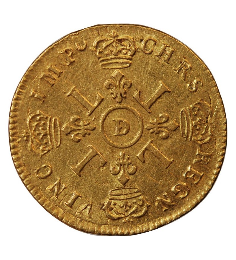LOUIS XIV - LOUIS D'OR AUX 4 L 1696 D LYON