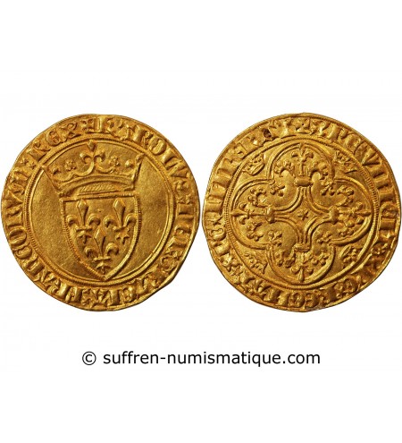 CHARLES VI﻿ LE FOU - ECU D'OR A LA COURONNE ROMANS 1380 / 1422
