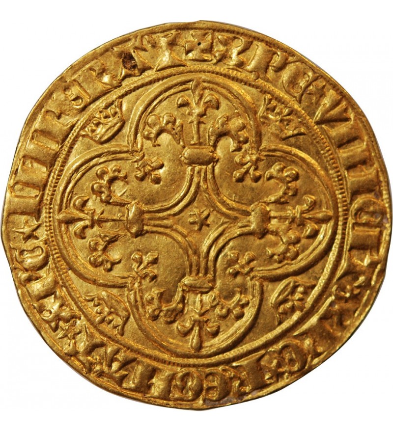 CHARLES VI﻿ LE FOU - ECU D'OR A LA COURONNE ROMANS 1380 / 1422