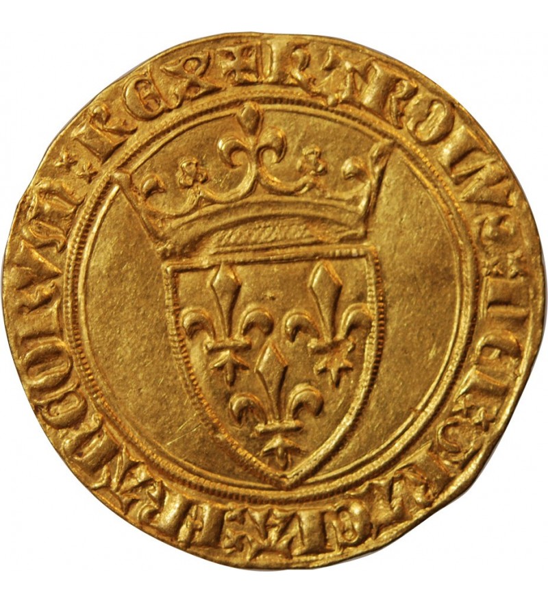 CHARLES VI﻿ LE FOU - ECU D'OR A LA COURONNE ROMANS 1380 / 1422