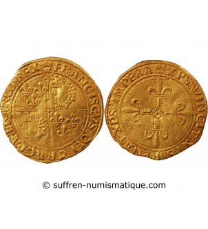 FRANCOIS Ier ﻿﻿- ECU D'OR AU SOLEIL DU DAUPHINE CREMIEU "légende fautée"