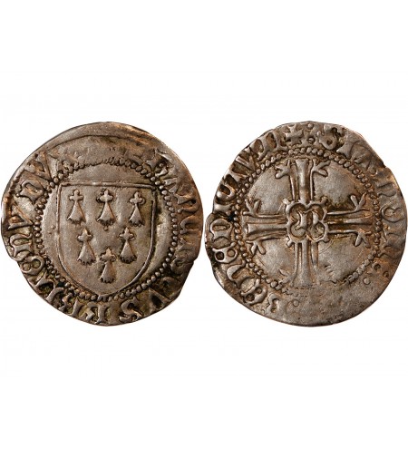 DUCHE DE BRETAGNE, FRANCOIS II - 1/2 GROS A L'ECU NANTES