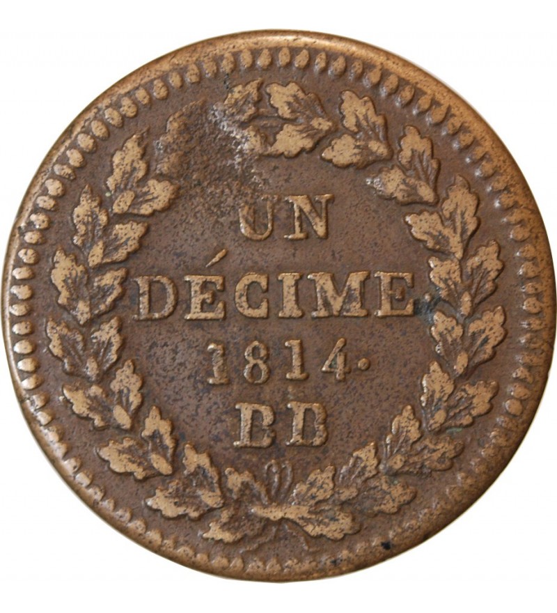 LOUIS XVIII - DECIME Siège de Strasbourg 1814 BB avec points