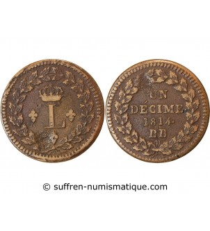 LOUIS XVIII - DECIME Siège de Strasbourg 1814 BB avec points