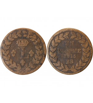 LOUIS XVIII - DECIME Siège de Strasbourg 1815 BB Sans point 2