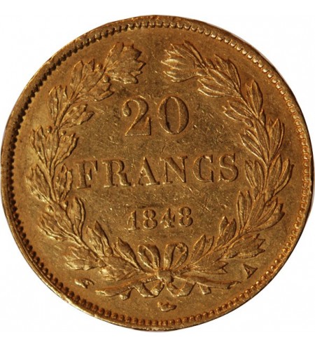 LOUIS PHILIPPE﻿ Ier - 20 FRANCS OR 1848 A PARIS﻿