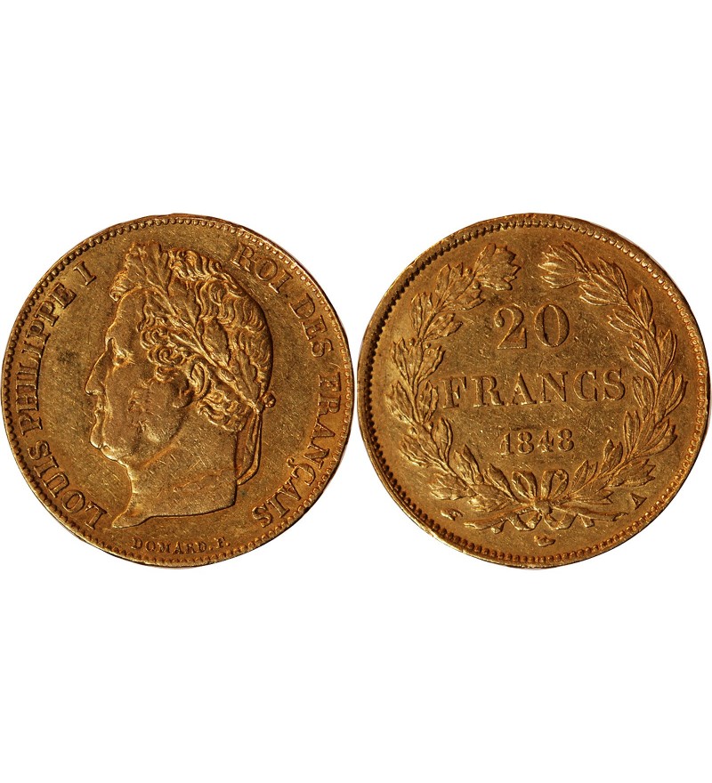 LOUIS PHILIPPE﻿ Ier - 20 FRANCS OR 1848 A PARIS﻿