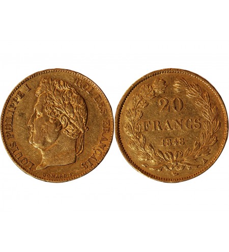 LOUIS PHILIPPE﻿ Ier - 20 FRANCS OR 1848 A PARIS﻿