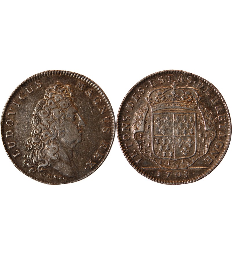 ETATS DE BRETAGNE, LOUIS XIV - JETON ARGENT 1703 VANNES