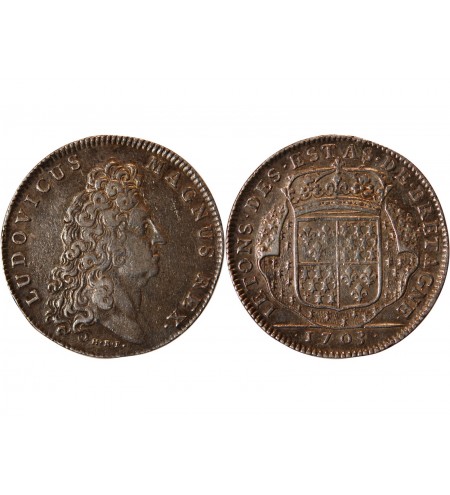 ETATS DE BRETAGNE, LOUIS XIV - JETON ARGENT 1703 VANNES