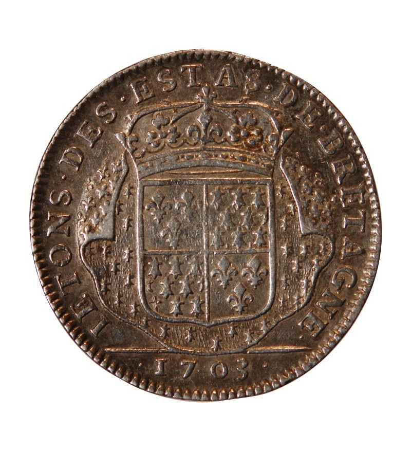 ETATS DE BRETAGNE, LOUIS XIV - JETON ARGENT 1703 VANNES