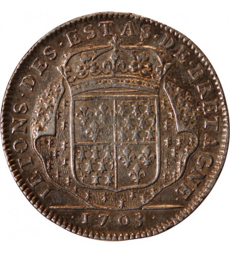 ETATS DE BRETAGNE, LOUIS XIV - JETON ARGENT 1703 VANNES