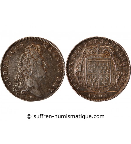 ETATS DE BRETAGNE, LOUIS XIV - JETON ARGENT 1703 VANNES