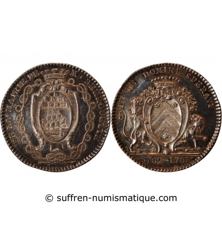 ECHEVINS & MAIRE DE NANTES - JETON ARGENT 1783 "Jean Jacques Berrouette"
