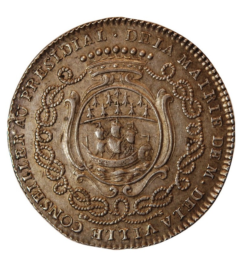 ECHEVINS & MAIRE DE NANTES - JETON ARGENT 1773 "Pierre Chambardet"