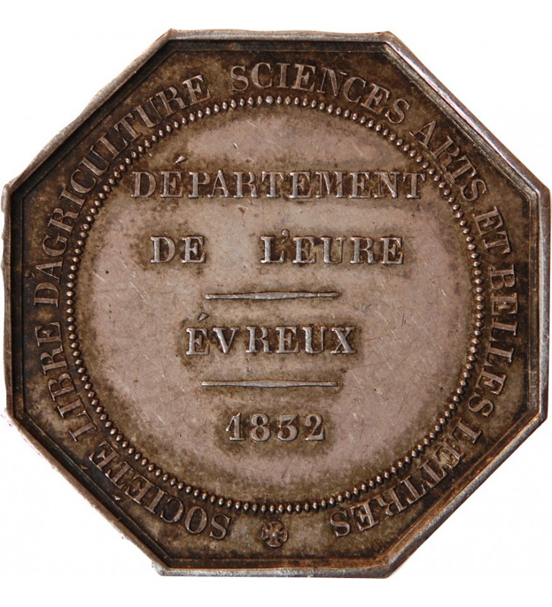 NORMANDIE, Société d'Agriculture, Sciences & d'Arts d'EVREUX - JETON ARGENT
