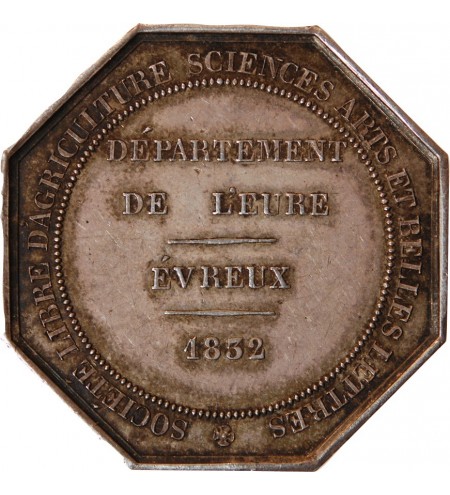 NORMANDIE, Société d'Agriculture, Sciences & d'Arts d'EVREUX - JETON ARGENT