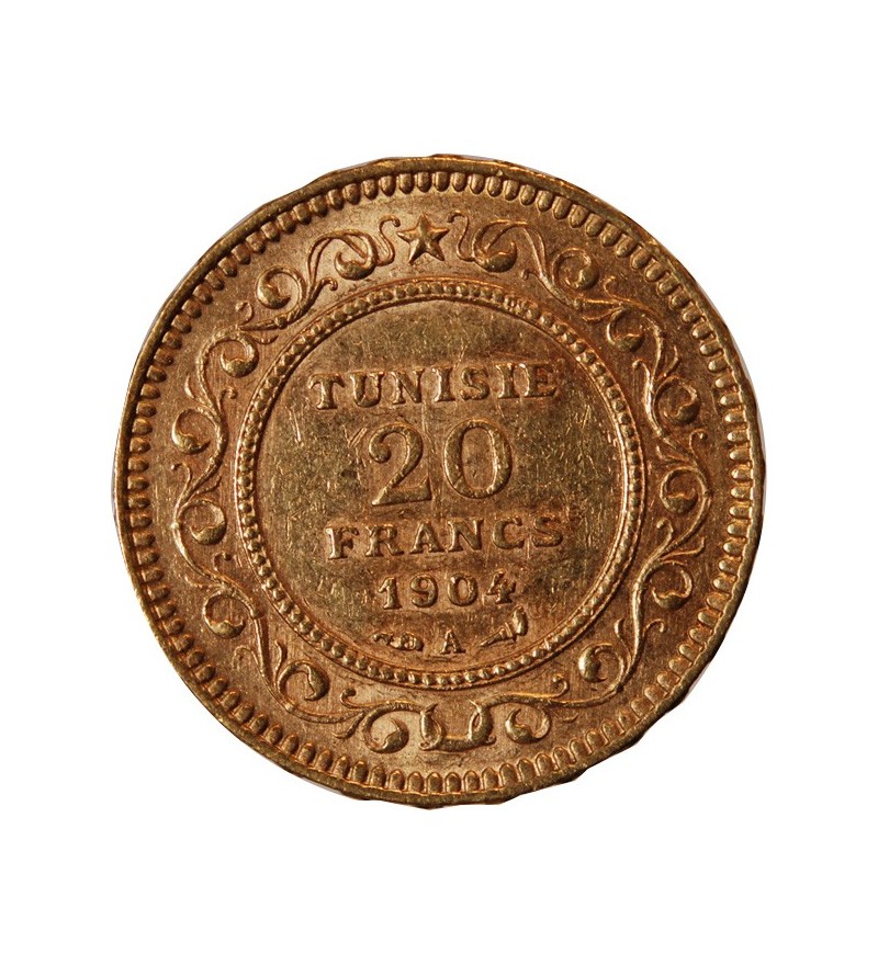 TUNISIE, PROTECTORAT FRANCAIS - 20 FRANCS OR 1904 PARIS