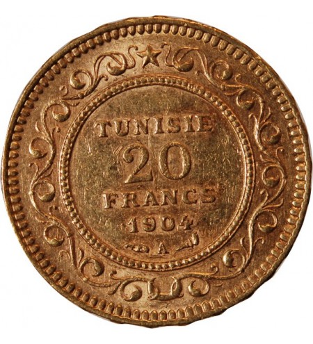 TUNISIE, PROTECTORAT FRANCAIS - 20 FRANCS OR 1904 PARIS