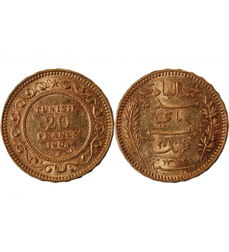 TUNISIE, PROTECTORAT FRANCAIS - 20 FRANCS OR 1904 PARIS