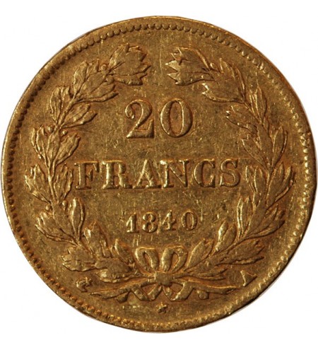 LOUIS PHILIPPE﻿ Ier - 20 FRANCS OR 1840 A PARIS﻿