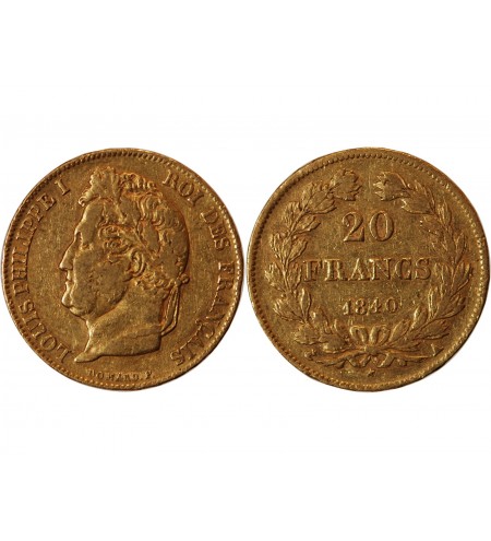 LOUIS PHILIPPE﻿ Ier - 20 FRANCS OR 1840 A PARIS﻿