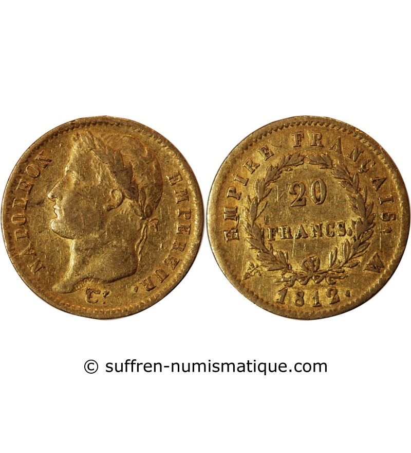 NAPOLEON Ier﻿ - 20 FRANCS OR 1812 W LILLE