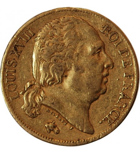 LOUIS XVIII - 20 FRANCS OR 1820 A PARIS﻿