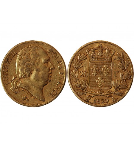 LOUIS XVIII - 20 FRANCS OR 1820 A PARIS﻿