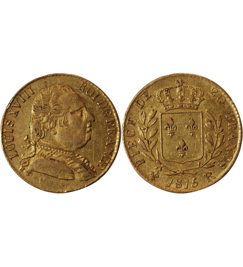 LOUIS XVIII - 20 FRANCS OR 1815 R LONDRES