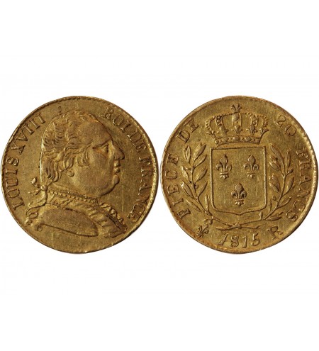 LOUIS XVIII - 20 FRANCS OR 1815 R LONDRES