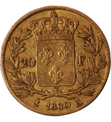 CHARLES X - 20 FRANCS OR 1830 A PARIS "4,5 Feuilles"﻿