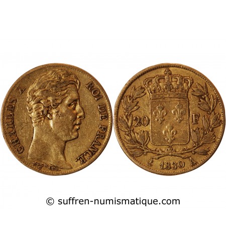 CHARLES X - 20 FRANCS OR 1830 A PARIS "4,5 Feuilles"﻿