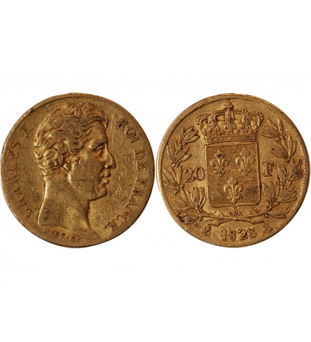 CHARLES X - 20 FRANCS OR 1828 A PARIS "4,5 Feuilles"﻿