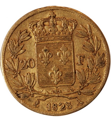 CHARLES X - 20 FRANCS OR 1828 A PARIS "4,5 Feuilles"﻿