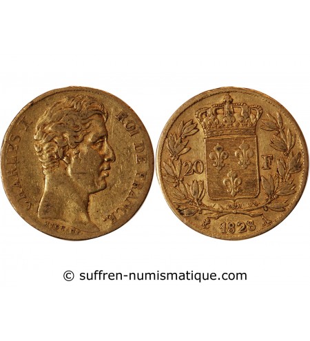 CHARLES X - 20 FRANCS OR 1828 A PARIS "4,5 Feuilles"﻿
