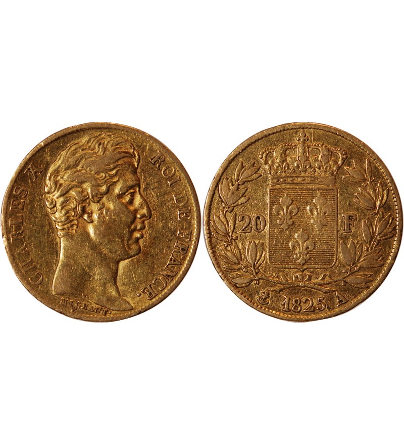 20 FRANCS OR CHARLES X 1825 A PARIS "4,5 Feuilles"