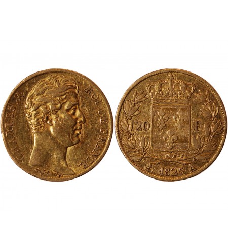 20 FRANCS OR CHARLES X 1825 A PARIS "4,5 Feuilles"