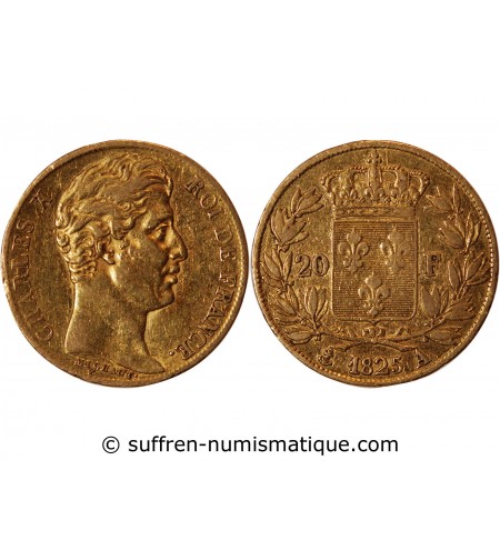 20 FRANCS OR CHARLES X 1825 A PARIS "4,5 Feuilles"