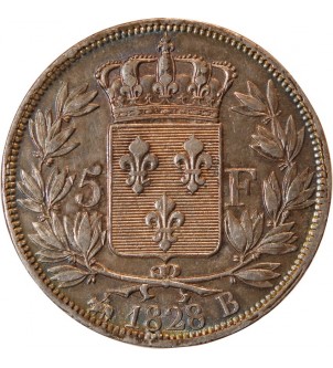 CHARLES X - 5 FRANCS ARGENT 1828 B ROUEN 2