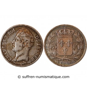 CHARLES X - 5 FRANCS ARGENT 1828 B ROUEN