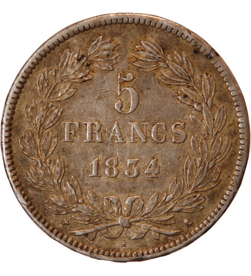 LOUIS PHILIPPE﻿ - 5 FRANCS ARGENT 1834 A PARIS