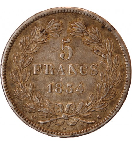 LOUIS PHILIPPE﻿ - 5 FRANCS ARGENT 1834 A PARIS