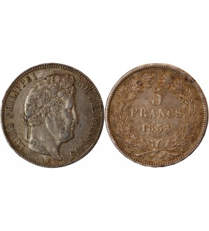 LOUIS PHILIPPE﻿ - 5 FRANCS ARGENT 1834 A PARIS 2