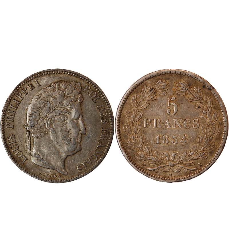 LOUIS PHILIPPE﻿ - 5 FRANCS ARGENT 1834 A PARIS
