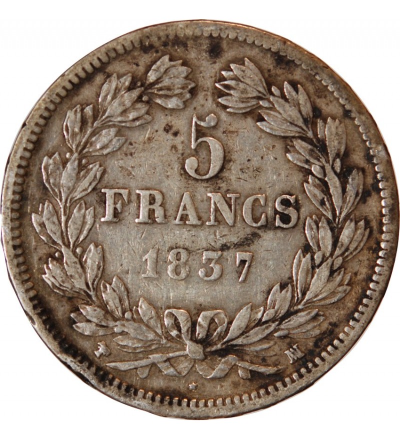 LOUIS PHILIPPE﻿ - 5 FRANCS ARGENT 1837 MA MARSEILLE
